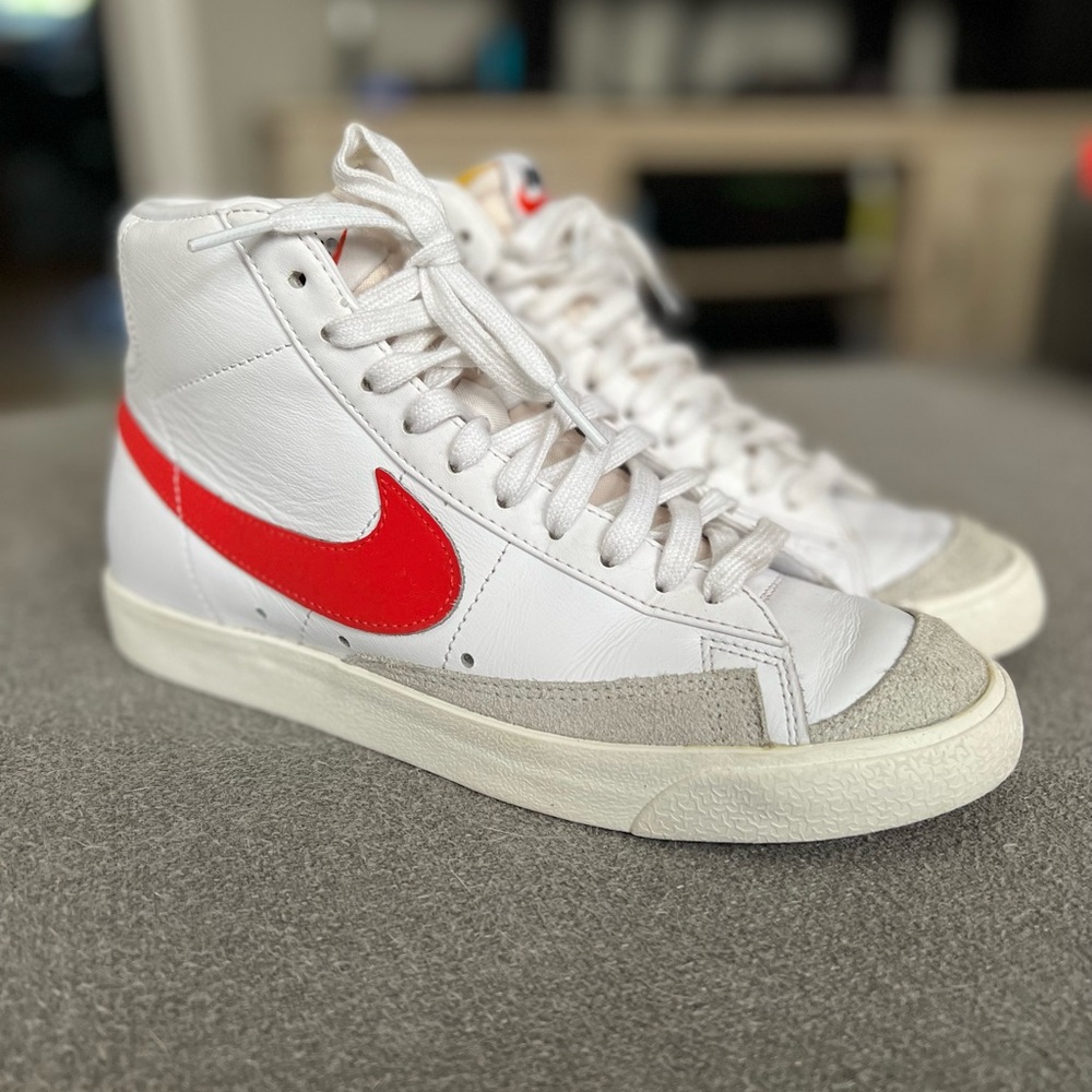 Nike blazers with red swoosh